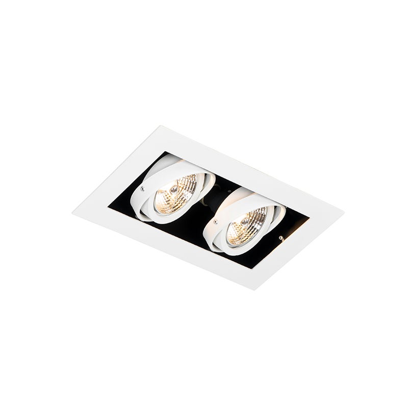 Qazqa reflektory wpuszczane - Oneon - biały, gu10, max. 50w, 25cm, z 2 punktami świetlnymi, IP20oświetlenie wewnętrzne
