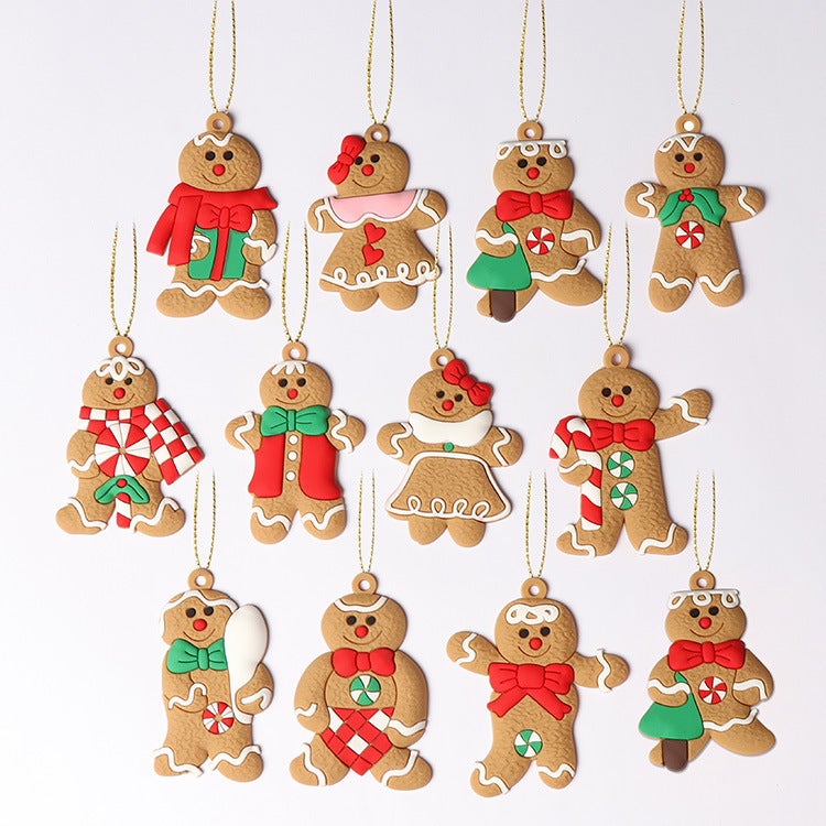 Lot De 12 Décorations à Suspendre Pour Sapin De Noël, Pendentifs En Forme De Bonhomme En Pain Depices Pour Decoration De Fete Accessoires Dartisanat 4 Styles 91846944