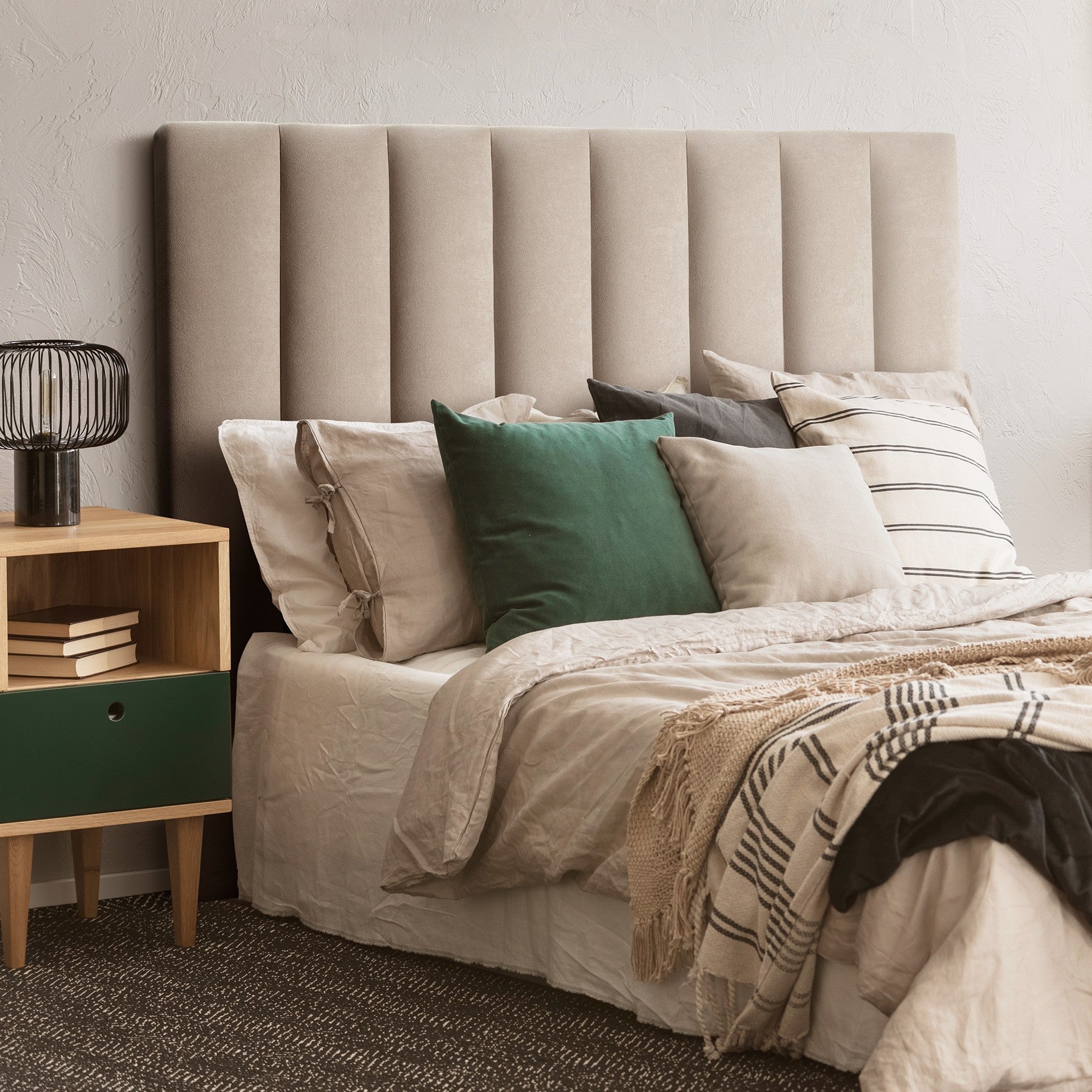 CABECERO BELGRADO Cabecero tapizado para camas de 150 (160 x 120 cm) Tela Beige SUEÑOS ZZZ - 2