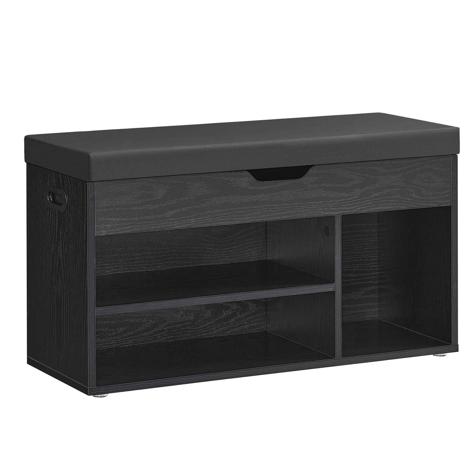 Vasagle Banco Zapatero Con Cojín, Banco De Almacenamiento, 3 Compartimentos, Almacenamiento Oculto, Estantes, Carga 136 Kg, Ébano Negro , Leroy Merlin