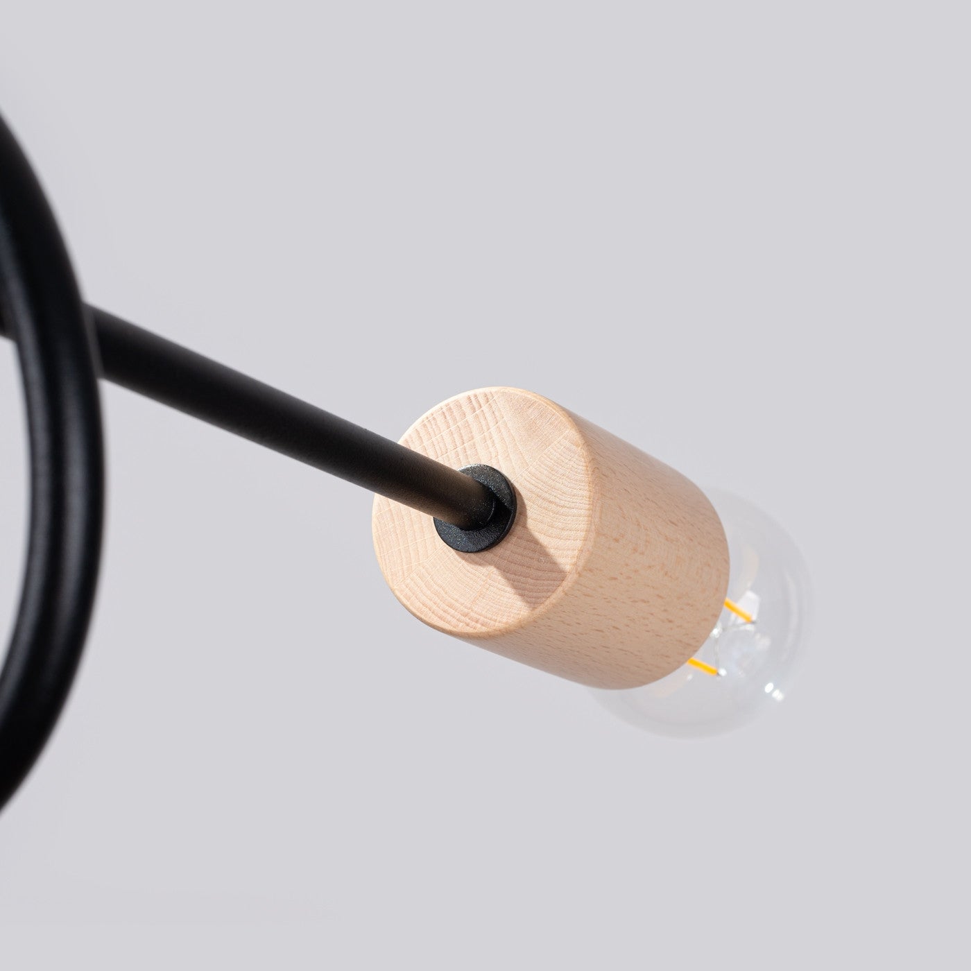 Lampa wisząca Ember czarna-naturalne drewno 5xE27x15W wym: 26 x 15 x 61 cm metal Sollux Lighting - 7