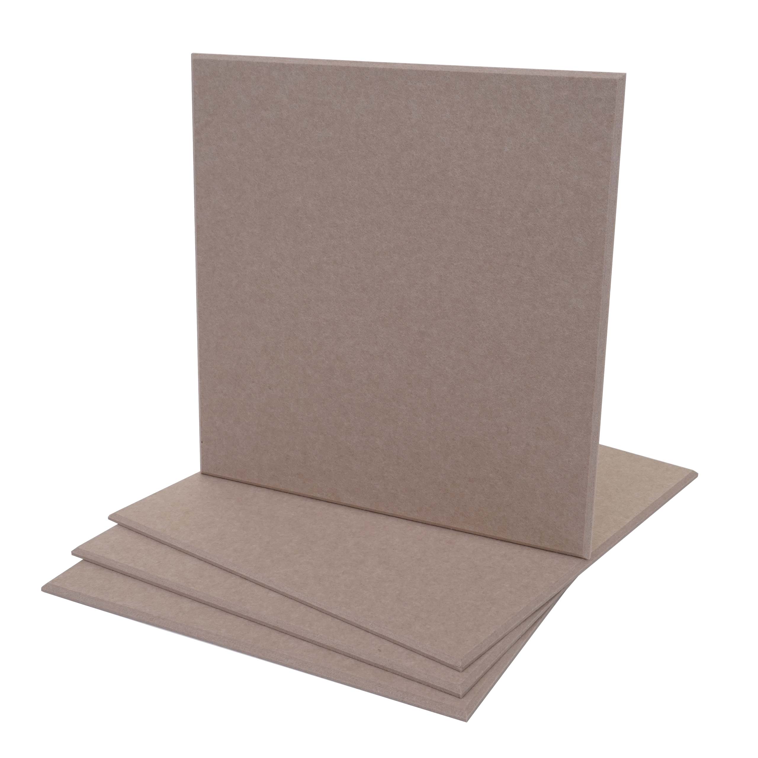 Zestaw 4 akustycznych paneli ściennych HWC-L52, panele ścienne akustyczne, dźwiękochłonne 1sqm powierzchni 50x50cm ~ jasnobrązowy