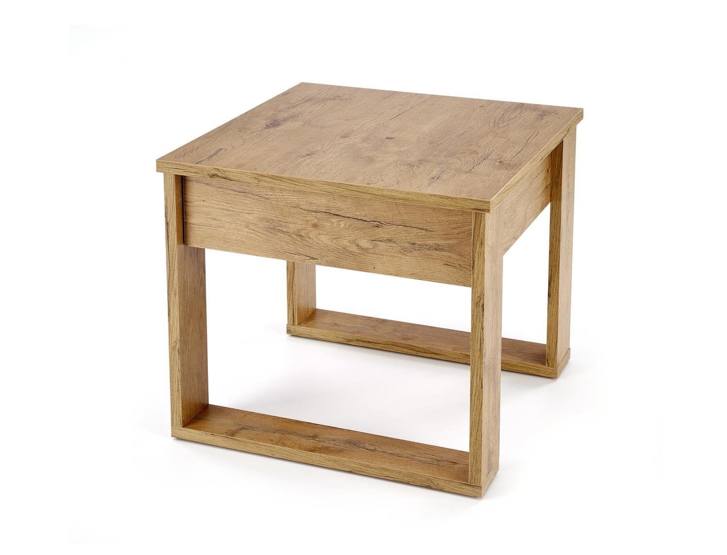 Stolik kawowy Halk S kwadratowy INTESI dębowy z szufladą nowoczesny do salonu 60x60 cm 1 szt.