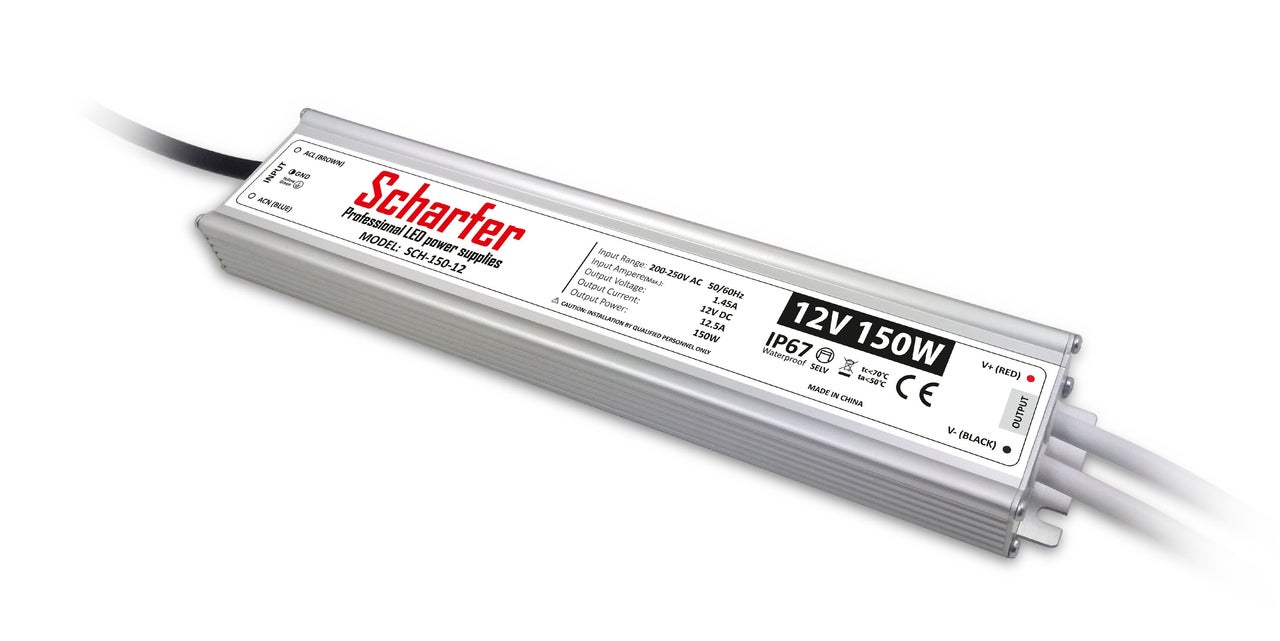 Zasilacz hermetyczny 150W 12V IP67 12.5A uniwersalny SCH-150-12 SCHARFER