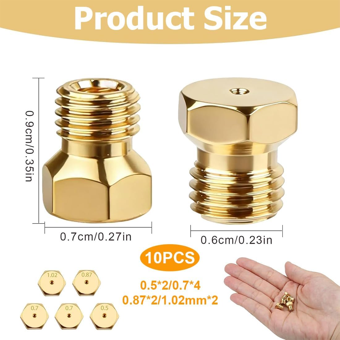 Lot de 10 Gicleurs Gaz Butane Universel, Gicleur Butane pour Gazinière, Cuisinière et Plaque de Cuisson, Injecteur de Gaz Gicleur Bouteille Conversion - 2