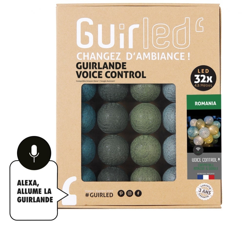 Guirlande Lumineuse WiFi Boules Coton - Commande Vocale Alexa & Google - 24 Boules USB - Ambiance Cosy