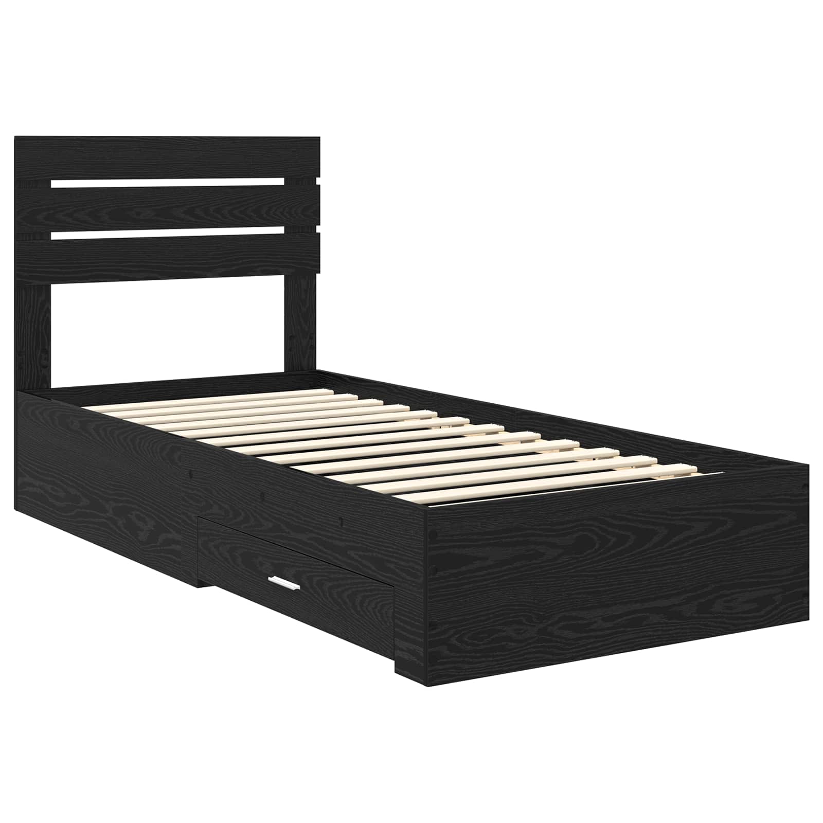Cadre de lit chêne noir 90 x 190 cm en panneau de bois - 4