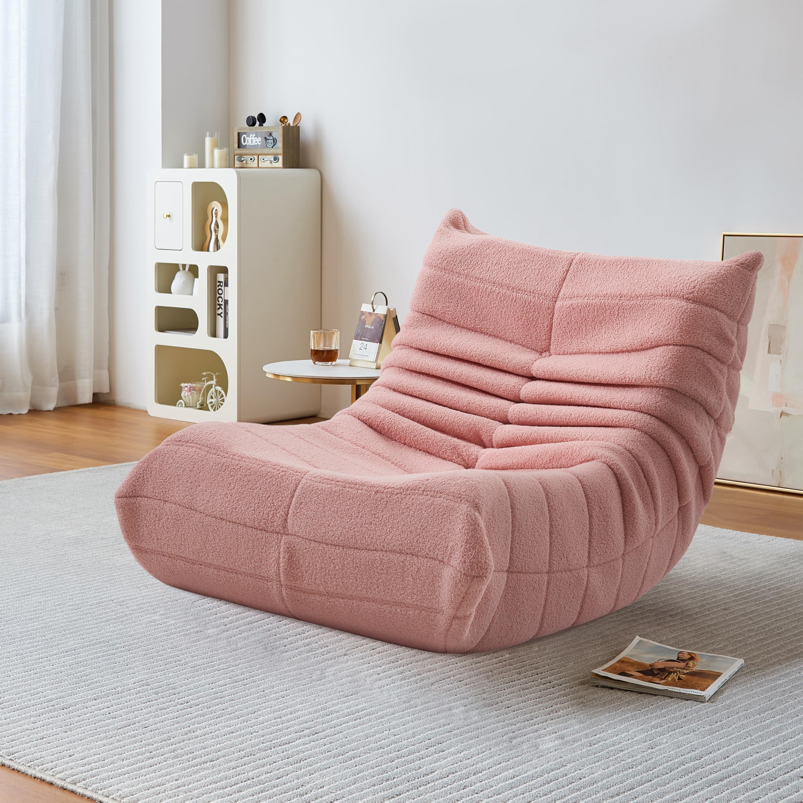 Pouf géant - Canapé de sol avec dossier - Fauteuil de lecture d'intérieur confortable XXL - Pour salon et chambre à coucher - 86 x 105 x 75 cm - Rose - 9