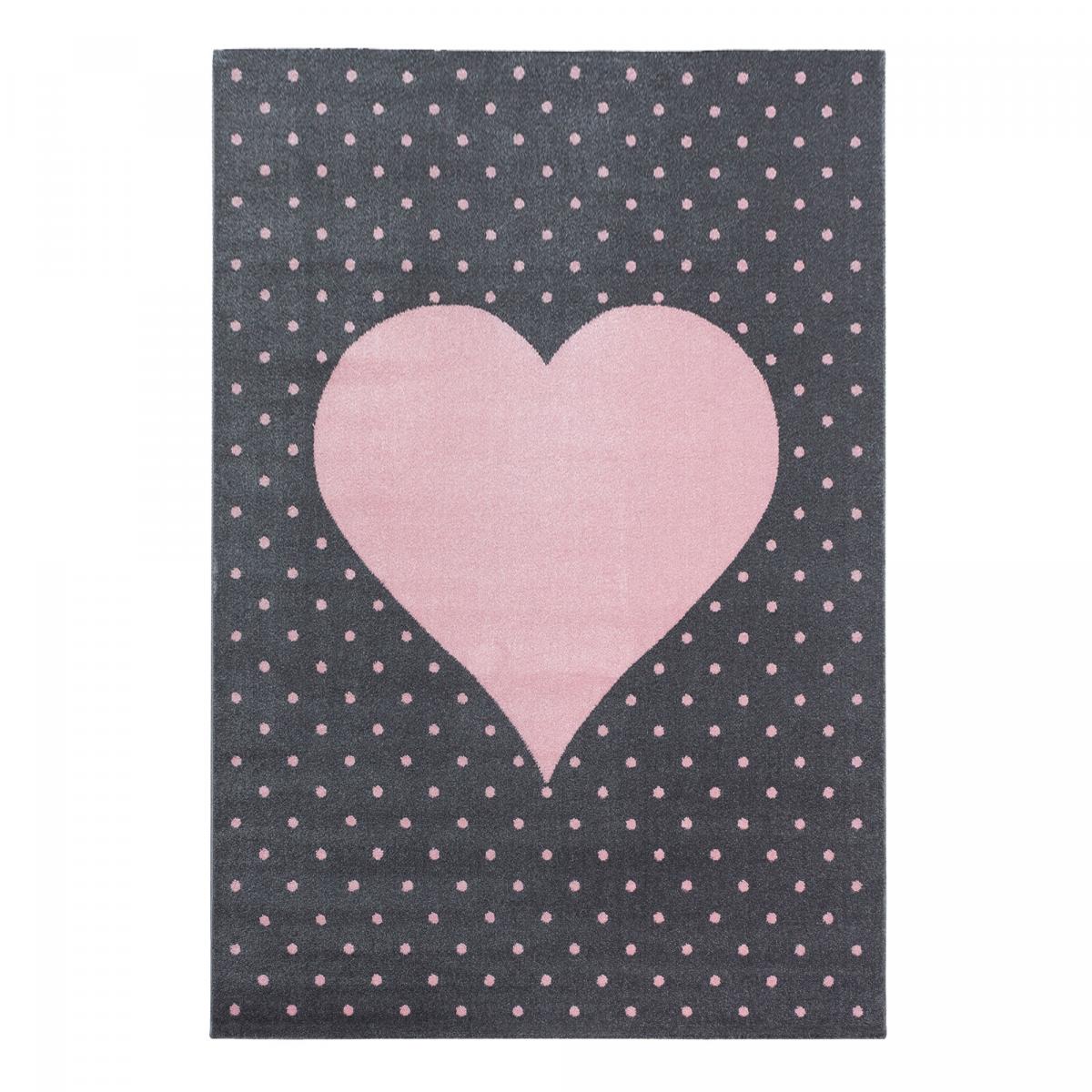 Tapis enfant 80x150 rectangle tissé rose et gris PINKAR | Leroy Merlin