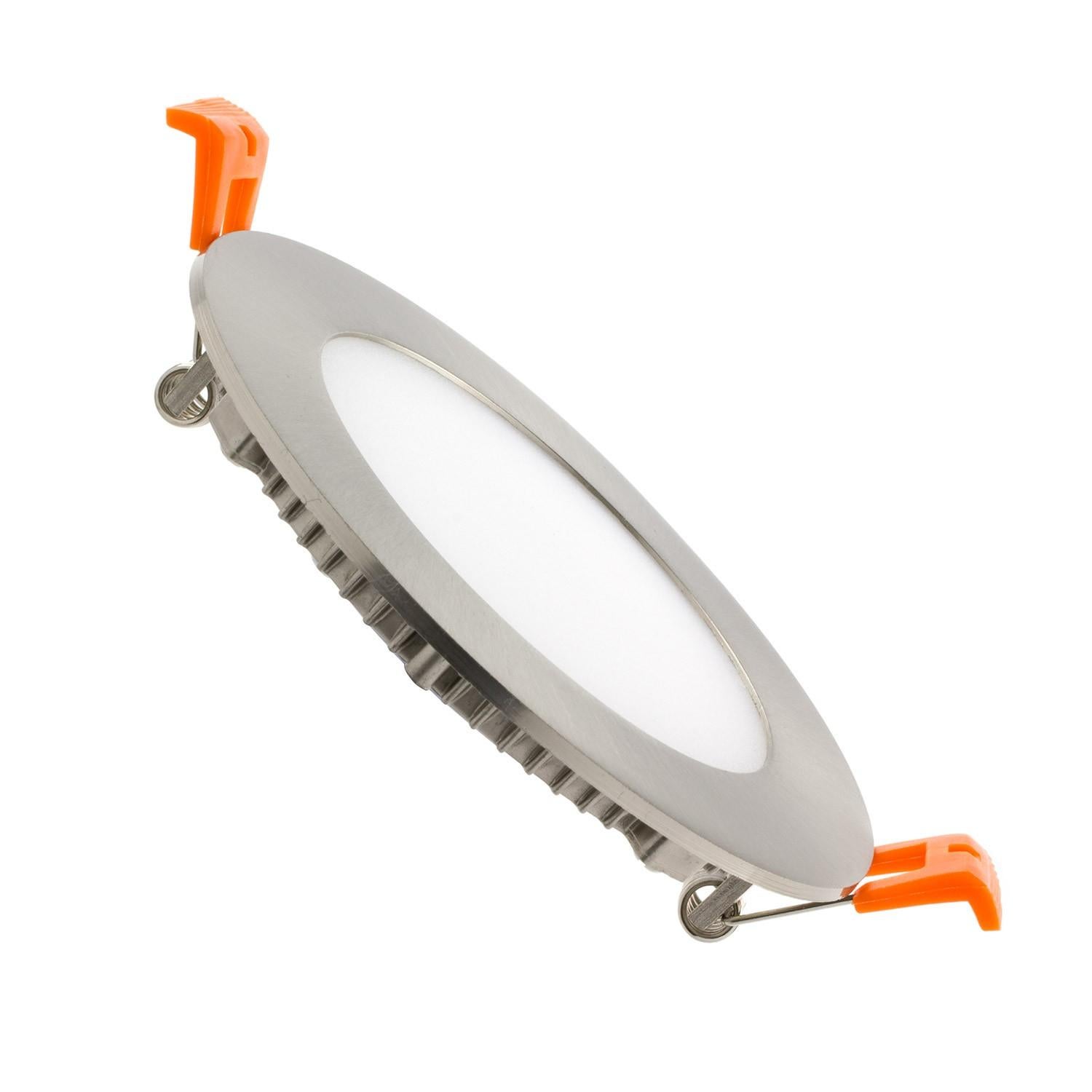 Dalle LED 6W Ronde Extra-Plate Coupe Ø 110 mm Argentée - 3000K Blanc chaud - PC,Aluminium - 4
