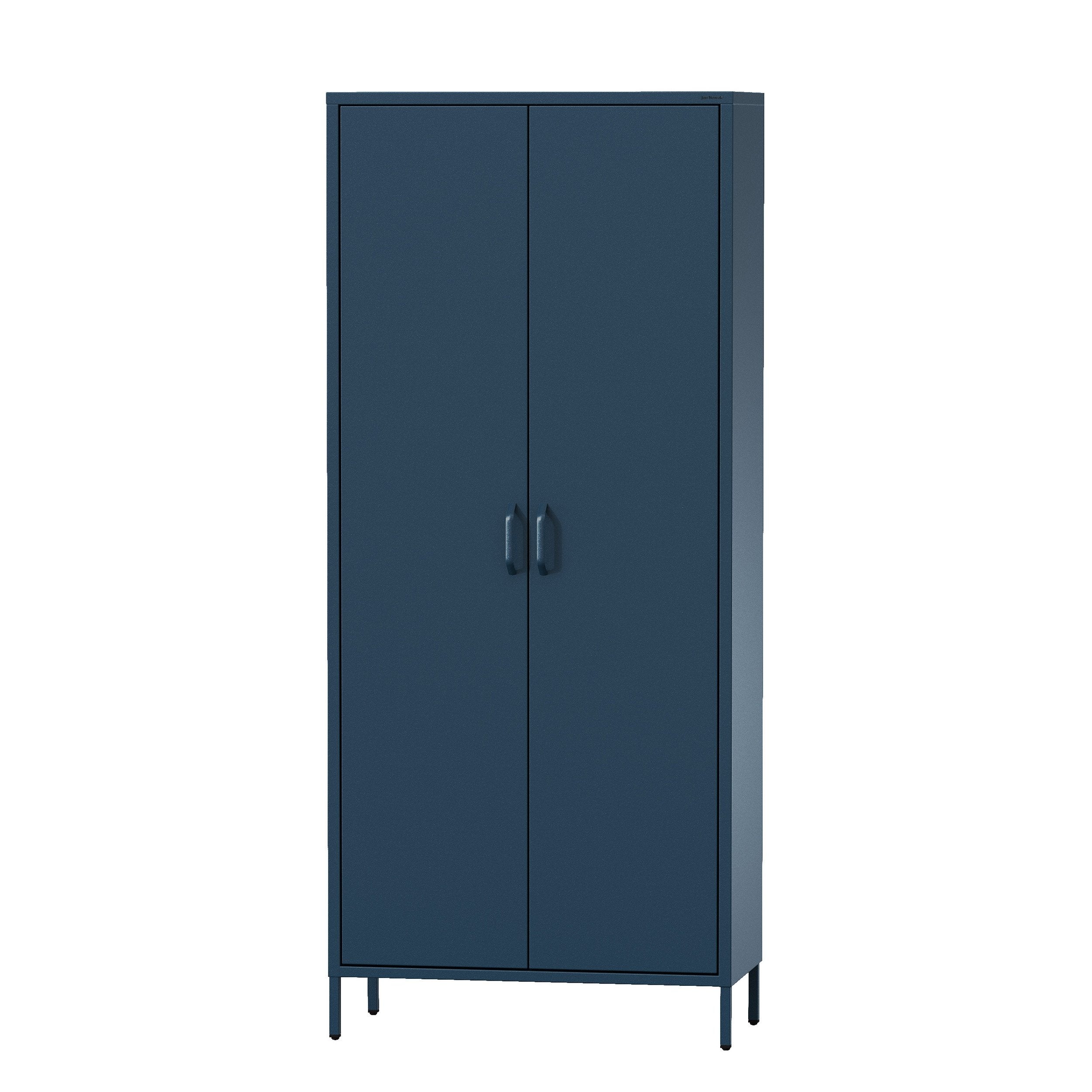Chambre Adulte Enfant en Métal 2 Portes - FLAVIO | Etagères | Armoire de Rangement Chambre, Armoire Penderie | 80 x 185 x 45 cm | Bleu Foncé - 2