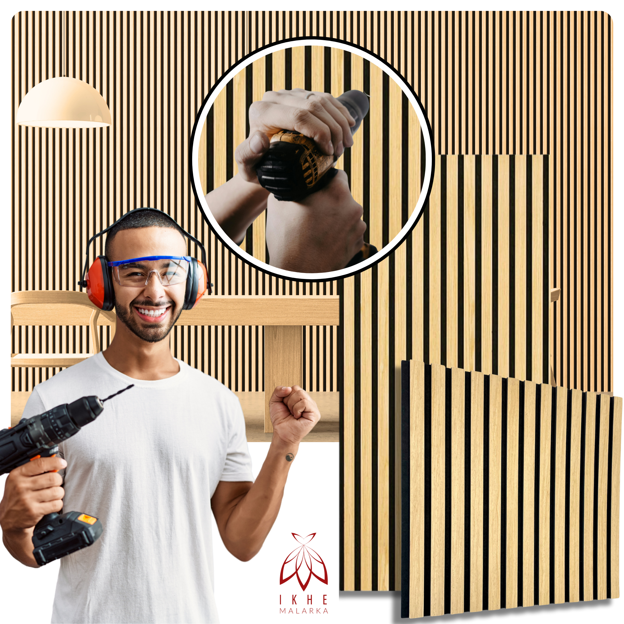 Painéis 3D de Ripas Acústicas 2 Peças (0,54m²) | Absorvente Acústico | Revestimento de Parede Efeito Madeira - Feltro 6 mm e MDF 9 mm (11000C) - 4