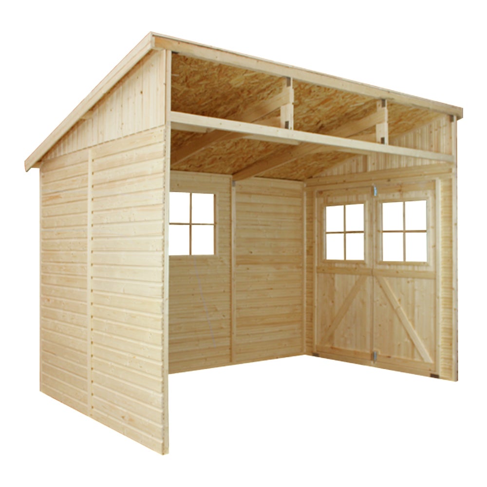 Cobertizo de madera para jardín SIN PARED LATERAL - 211 x 318 cm / 6 m², Cobertizo de madera natural- Taller de Jardín - TIMBELA M339 - 3