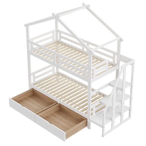Échelle En Bois Massif Pour Lit Superposé – 3 Barreaux + Crochets – Blanche (occasion)
