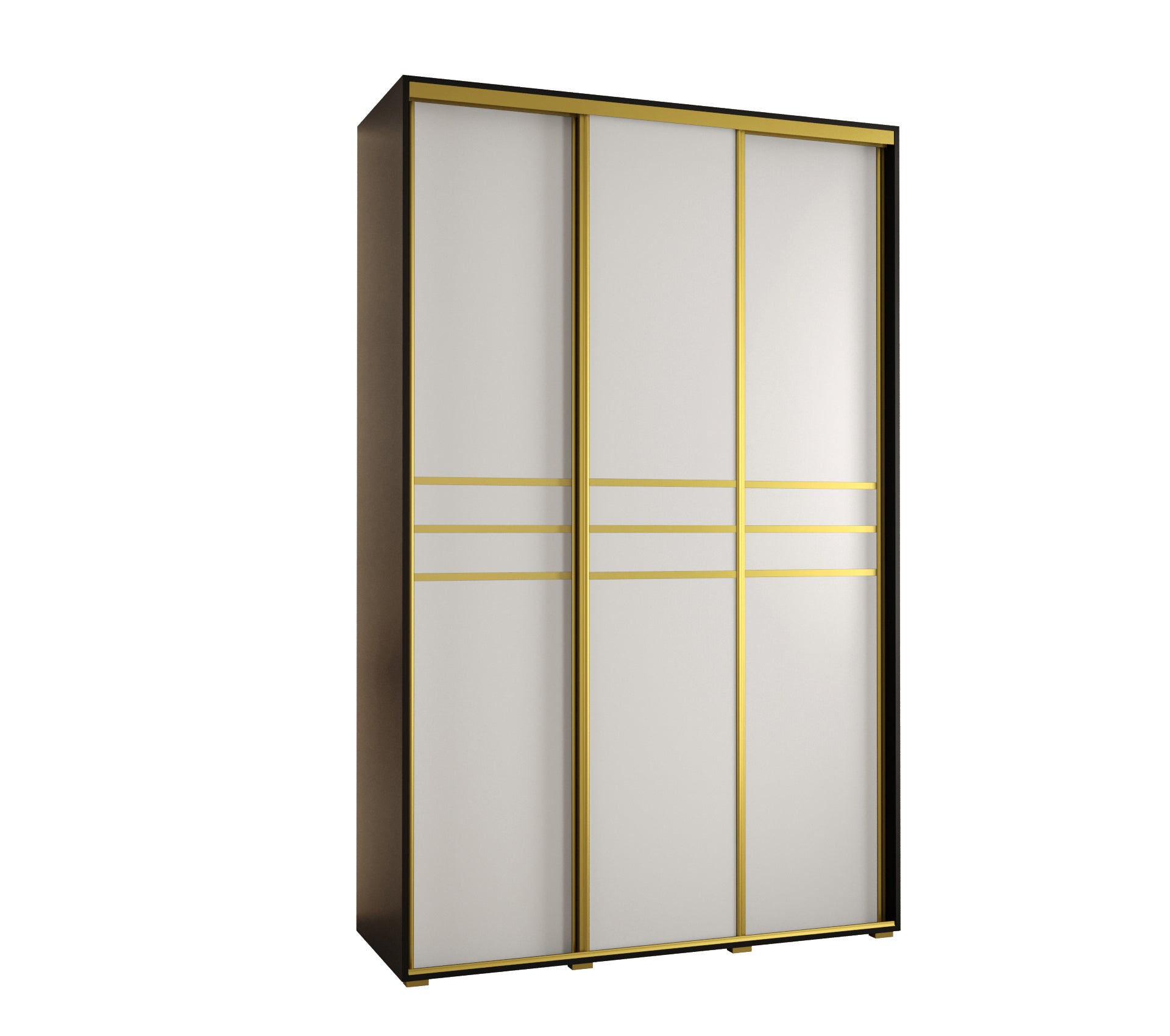 Szafa przesuwna wysoka Davos 10 160 x 45 x 235,2 cm czarny + biały + u. złoty - Abiks Meble