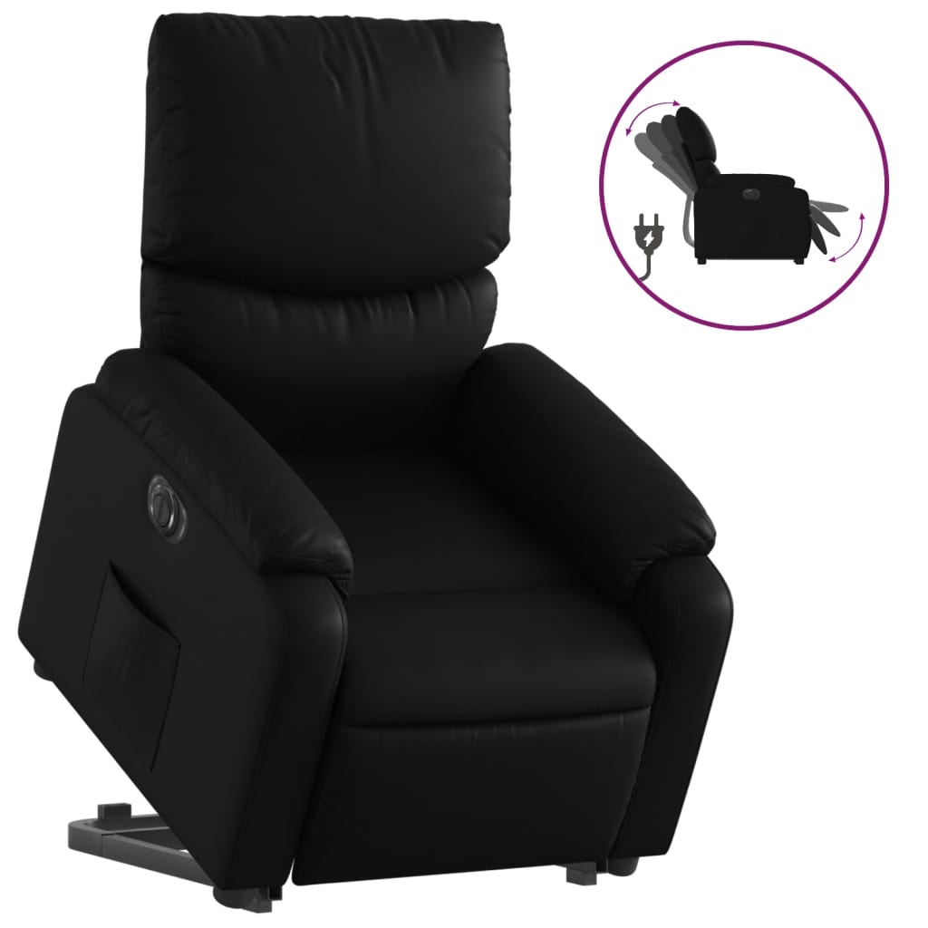 Sillón reclinable y elevable eléctrico | sillón de relax | silla de relax cuero sintético negro cfw359025