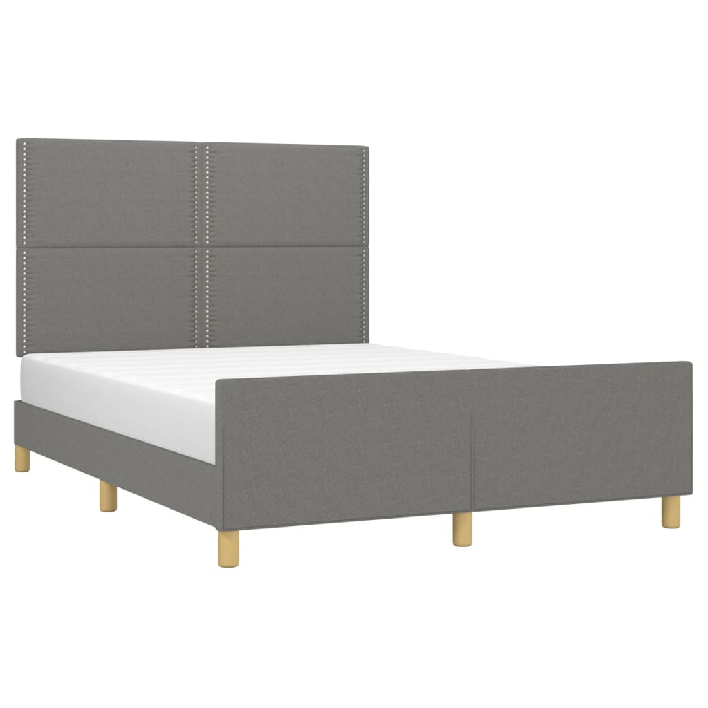 Cadre de lit sans matelas, tissu, gris foncé, pour la chambre, 140 × 200 cm - 3