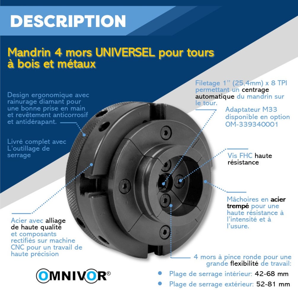 Adaptateur Mandrin Tour à Bois - Adaptateur Pour Mandrin à Vis Accessoires Outils Bois