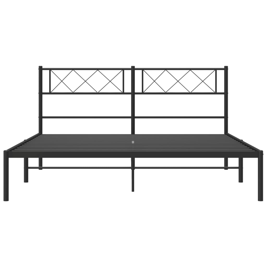 vidaXL Estructura de cama con cabecero metal negro 160x200 cm - 4