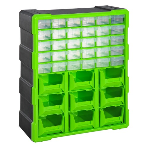 Pudełka do magazynowania małych części z polipropylenu zielonego, 38x16x47,5 cm, lekkie 2,5 kg– ComfortXL