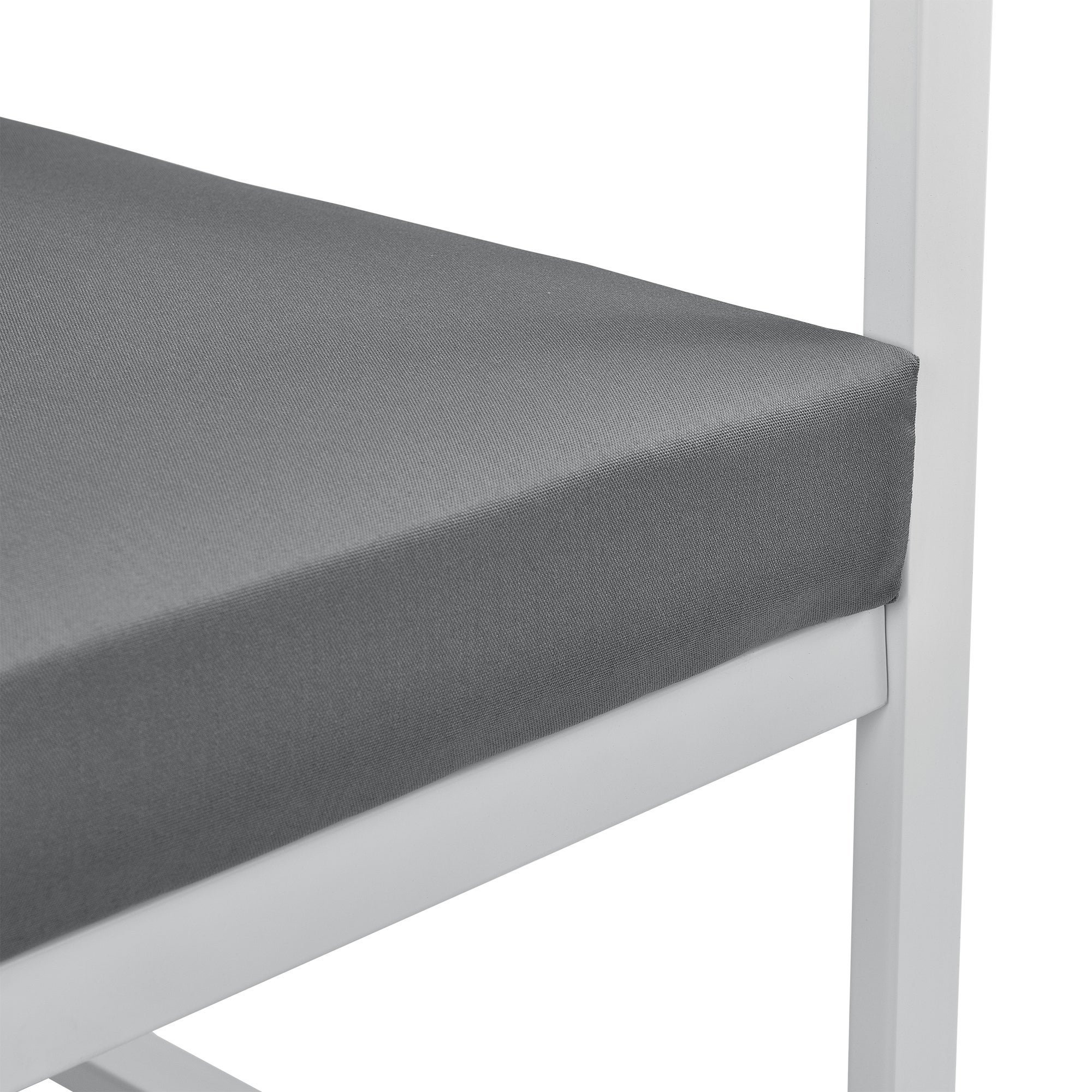 Fauteuil de jardin avec coussin en metal et textilène Blanc - 4