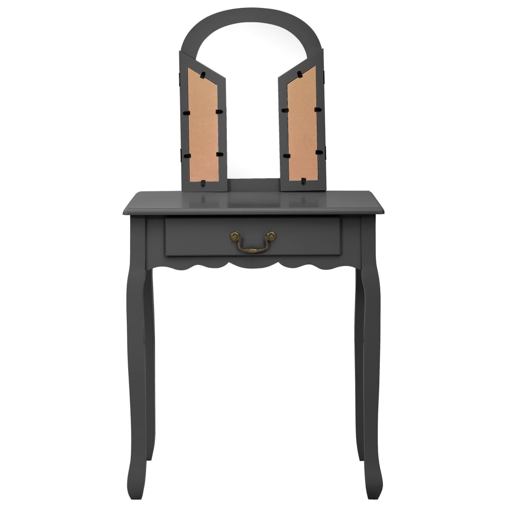 Toletta tavolo da trucco e sgabello 65 x 36 x 128 cm legno MDF grigio 02_0006378 - 4