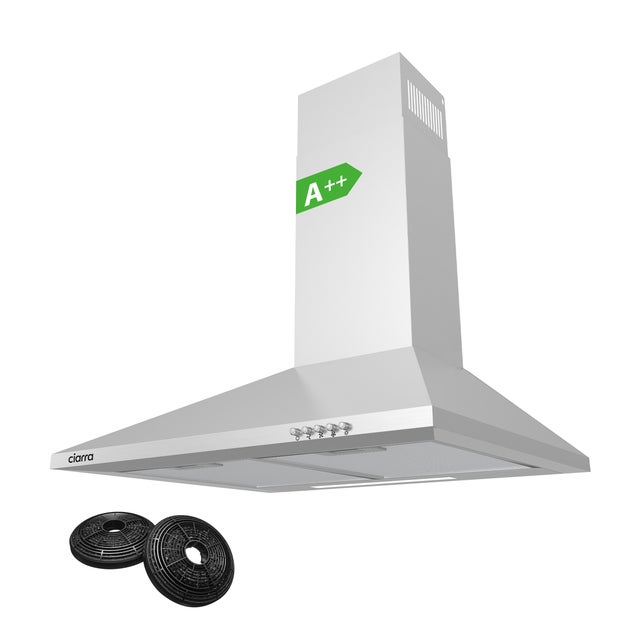 Exaustor de Parede 60cm CIARRA Classe A++ 370m3/h Recirculação Prata 201SS60