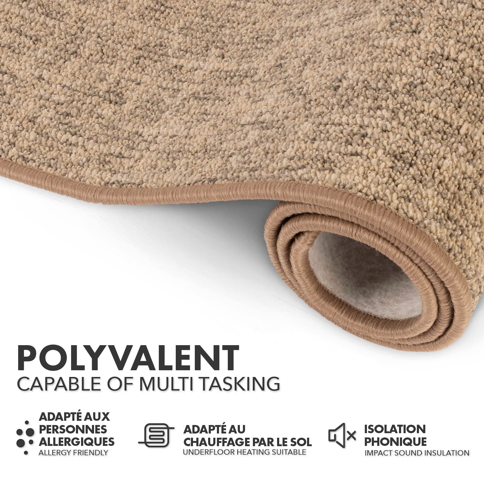 Tapis pour espaces de vie Alto, bouclé plat, Beige, 80 x 600 - 6