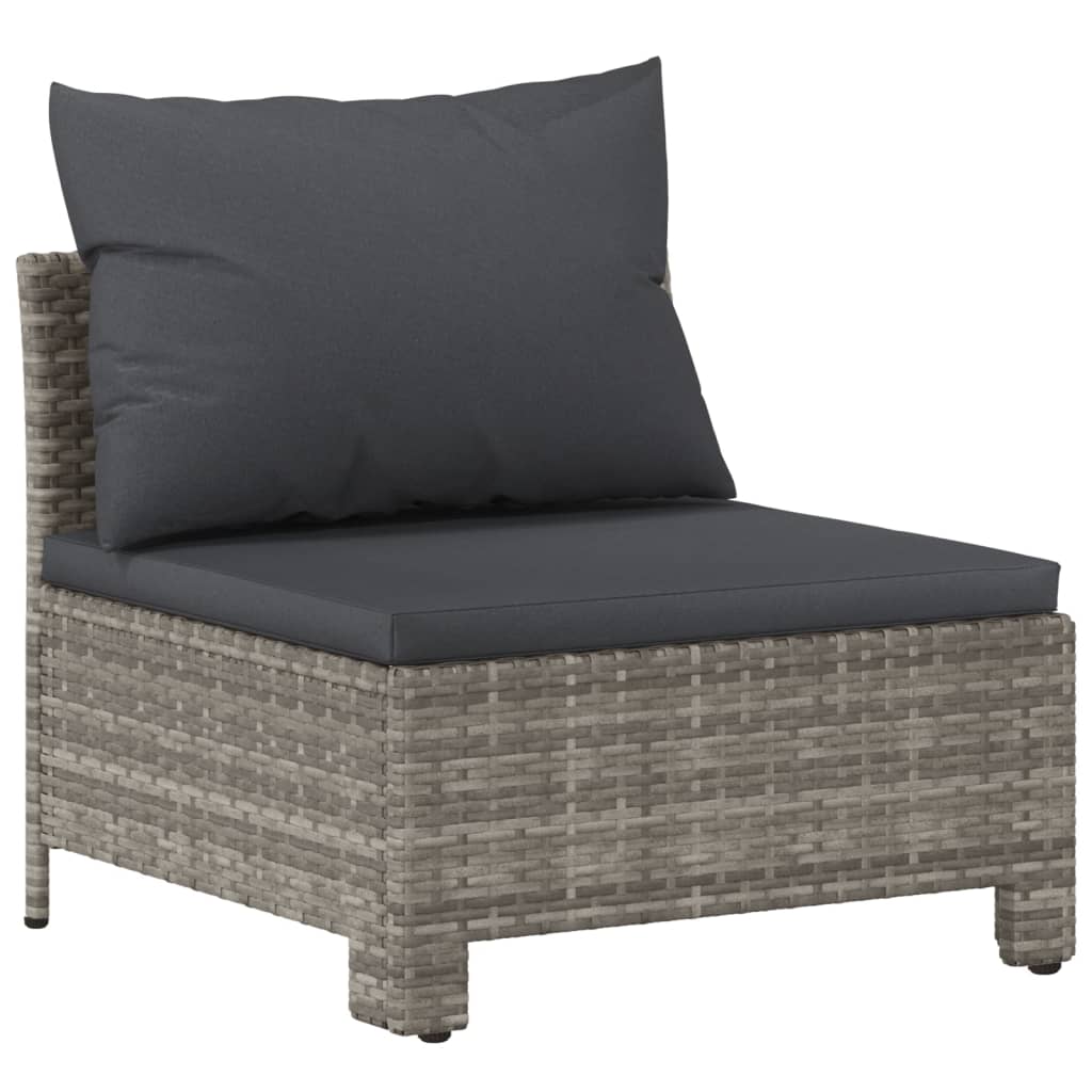 The Living Store - Salon de jardin 9 pcs avec coussins Gris Résine tressée - 7