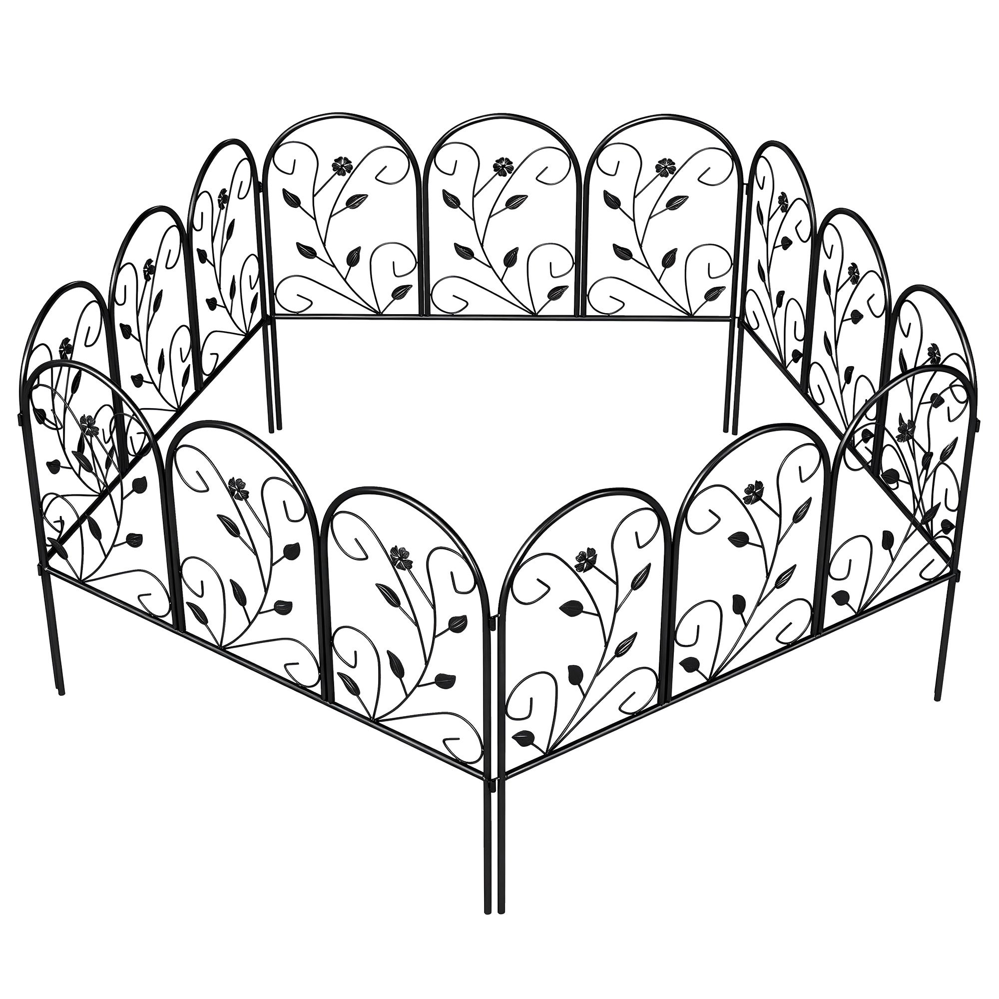 Clôture de Jardin Décorative 5 Panneaux de 80x60 cm pour Animaux Fleurs Patio, Panneaux de Clôture Antirouille, Noir - 2