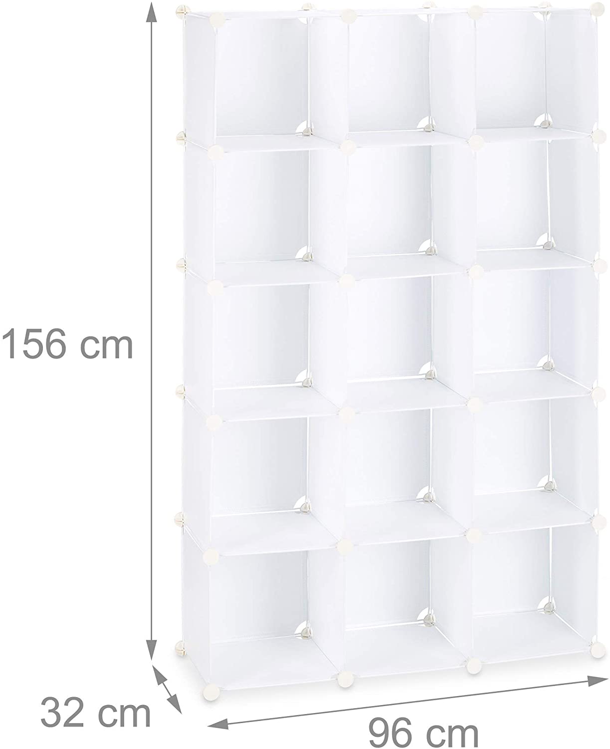 TactFire Armoire Modulable 12 Cubes Blanc 105x45x140cm avec Portes