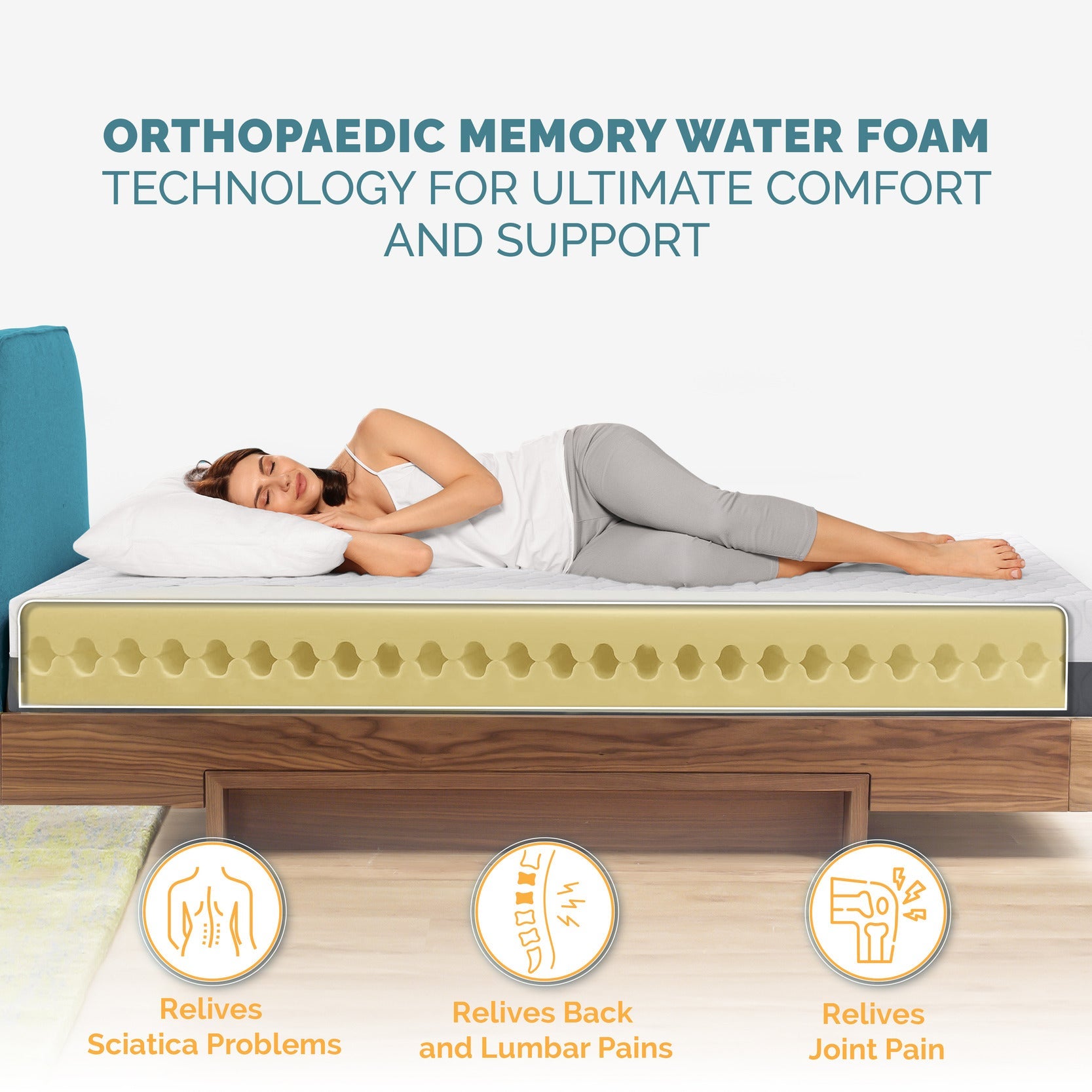 TANHK Matelas à mémoire 160x190, 20cm, Mi-ferme, Orthopédique, Hypoallergénique, Housse amovible, Fabriqué en Italie - 4