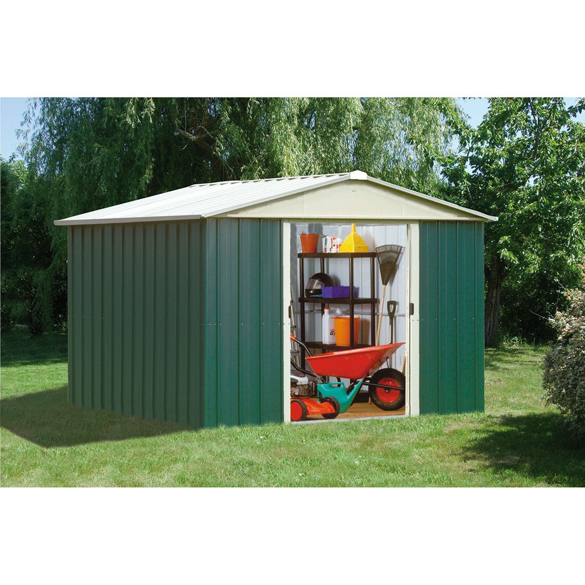 Abri de jardin en métal vert - 9,03 m² - 7