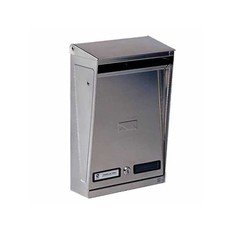 Cassetta Lettere In Acciaio Inox SILMEC S90 - Con Tetto Apribile, Per Riviste, Dimensioni 27,5x38,5x8-10 Cm, Esterna