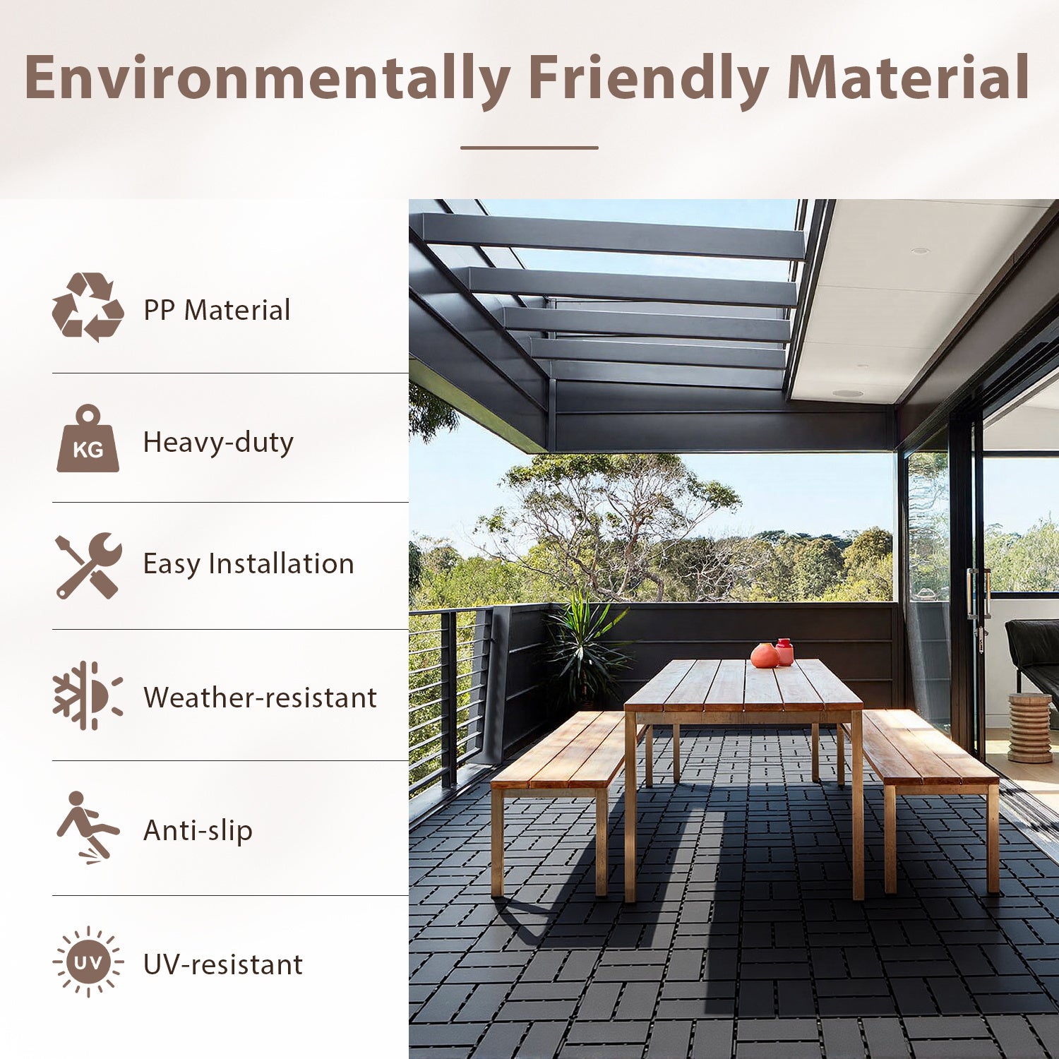 Dalles de sol terrasse jardin – 30x30 cm, drainage efficace, entretien minimal Anthracite 77 pcs（7㎡） - 3