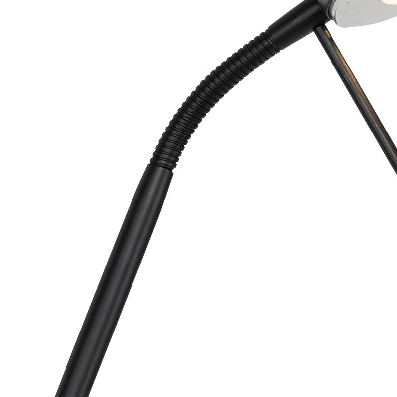 Qazqa moderne lampadaire uplighter avec bras de lecture - Diva - noir, led intégrée 23w incluse, Integrated led, 2000k - 3000k, - 8