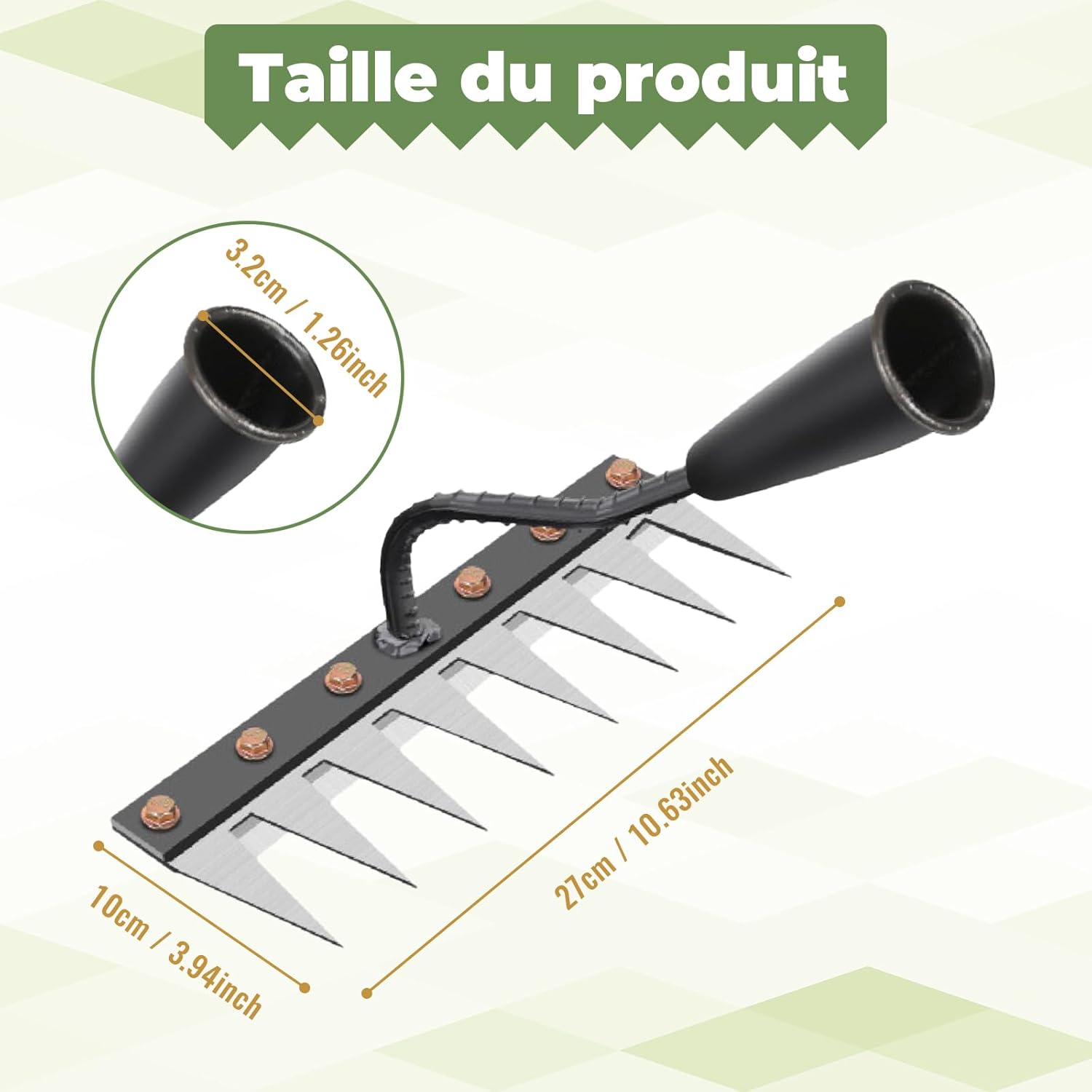 Rateau De Désherbage Berthaus 6 Dents – Outil Jardin Acier Carbone, Manche Ergonomique, Désherber & Ameublir Sol