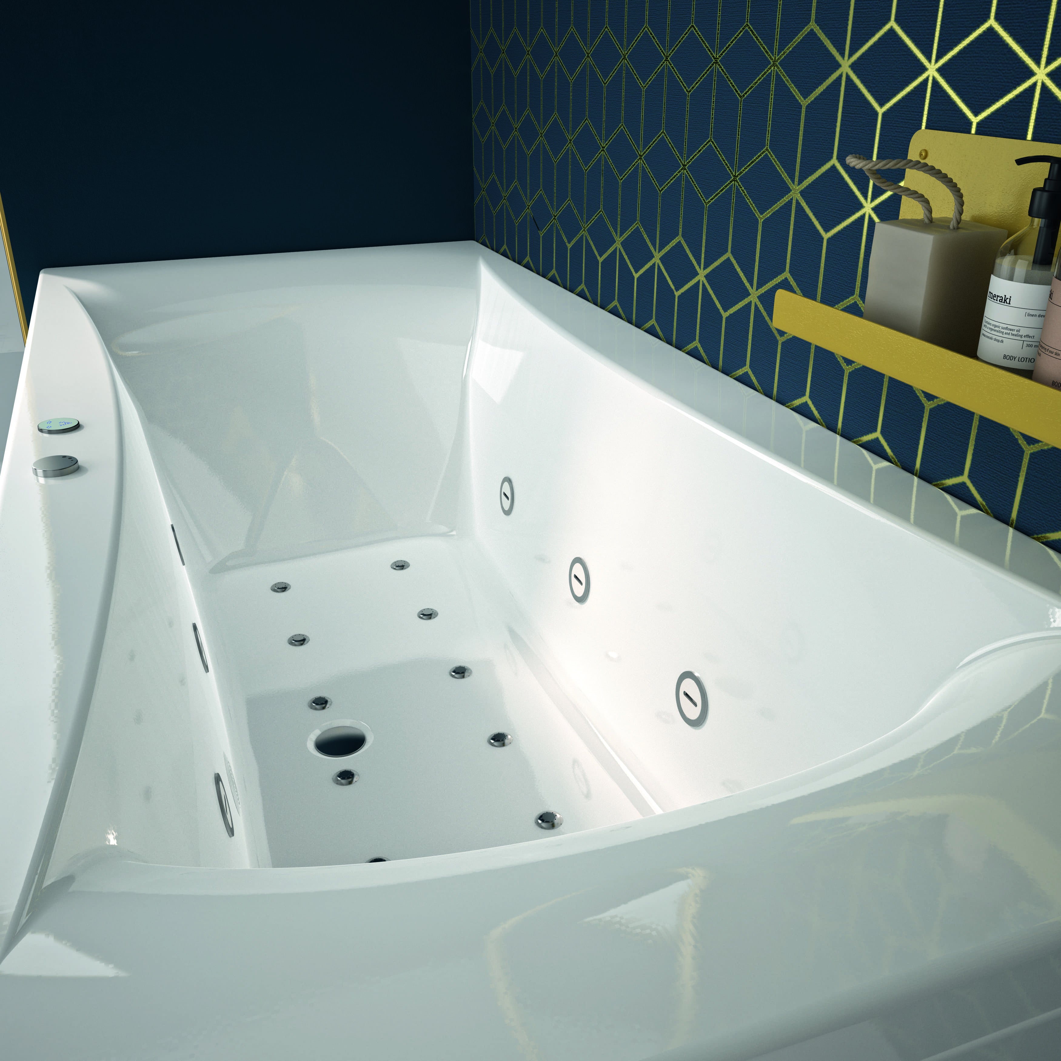Kinedo - Baignoire Balneo Rectangulaire - Avantage - 180 x 80 cm - Fabrication française - Sans tablier - 2