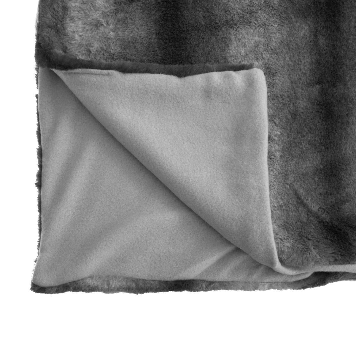 Plaid en fausse fourrure coloris Gris rayé - Longueur 180 x Profondeur 1,50 x Hauteur 230 cm - 2