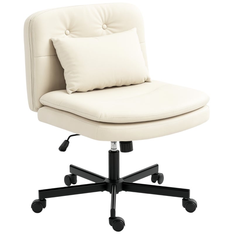 Chaise de bureau en tissu effet lin chaise sans accoudoirs aux pieds croisés sans roulettes chaise coiffeuse pivotante pour chambre bibliothèque salon gris clair