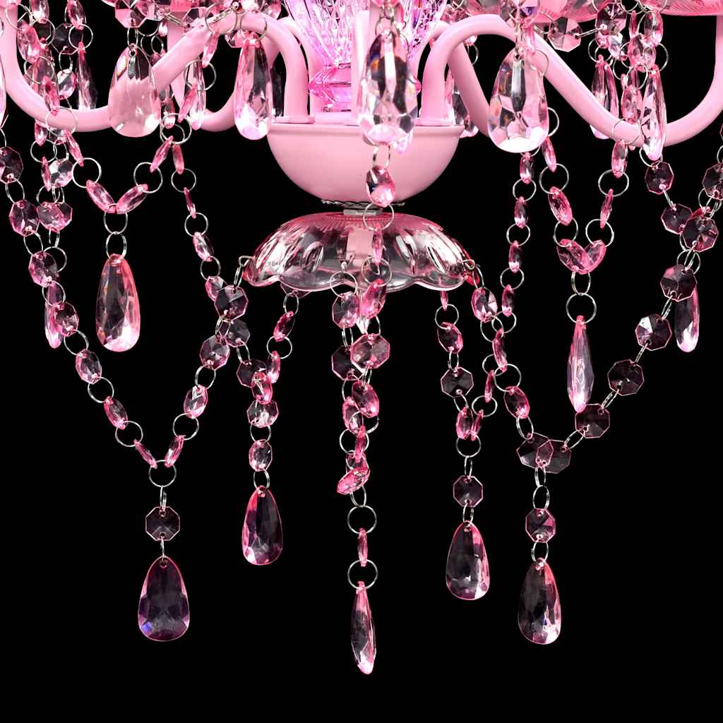 vidaXL Lustre avec 5 ampoules Crystal rose - 4