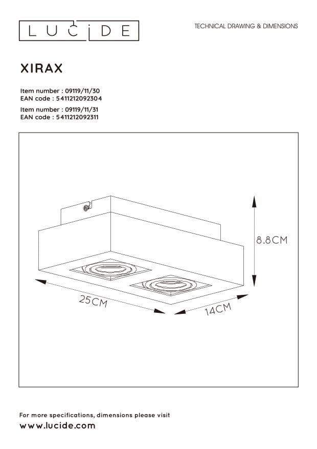 XIRAX-Spot/Plafonnier 2 lumières L25cm - - 8