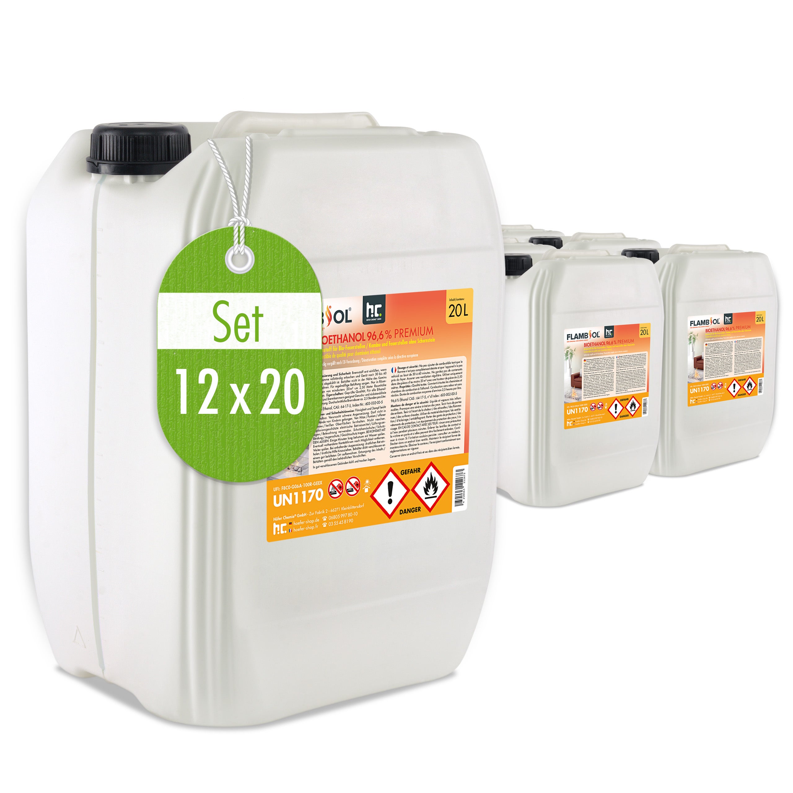 Bioéthanol GiDeli 20 Litres - 96,6% Pur | Combustion Propre, Inodore Pour Cheminée D'Intérieur Et D'Extérieur