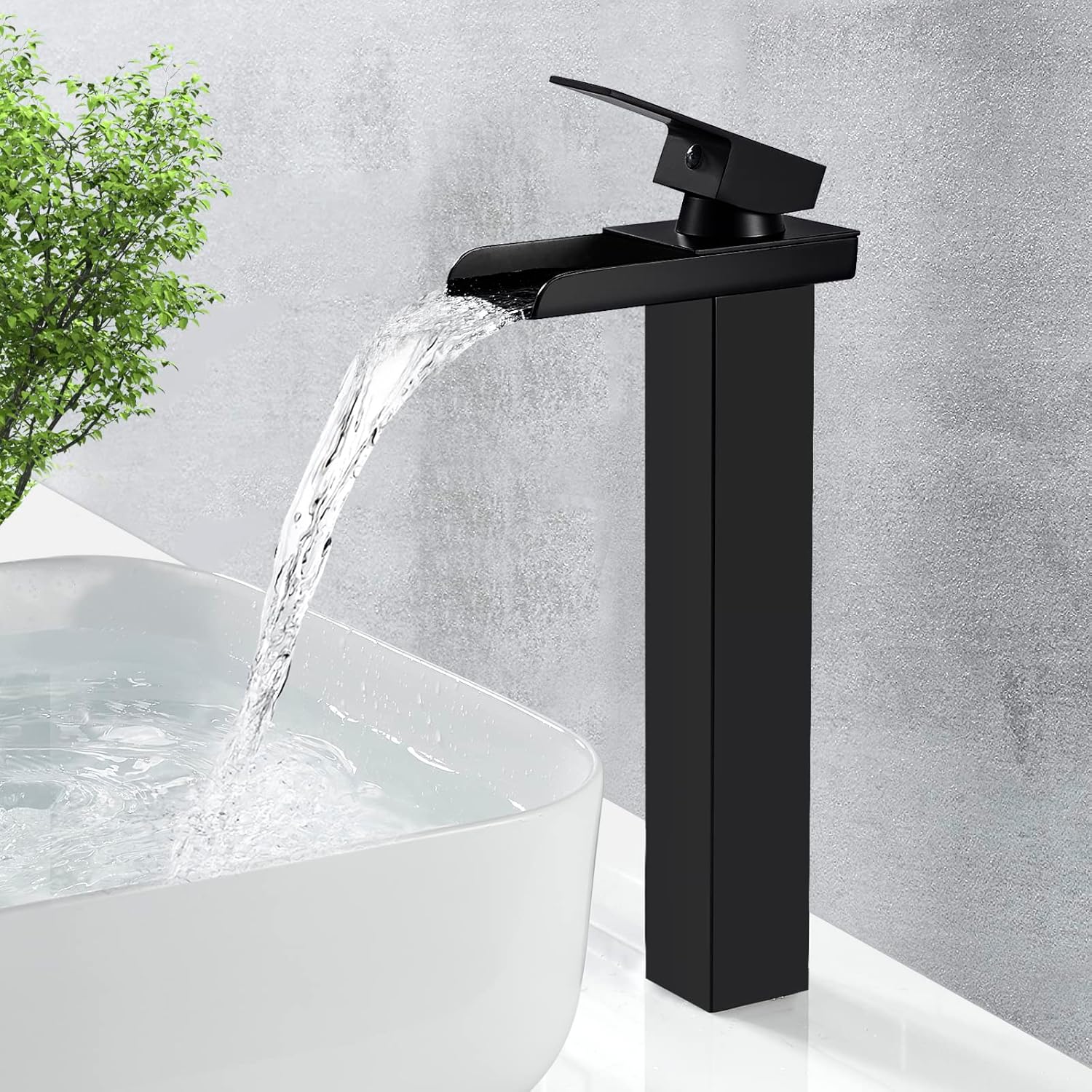 Grifo lavabo cascada negro mate g 3/8 agua caliente/fría