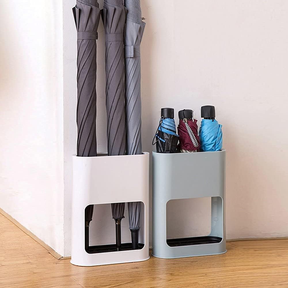 Porte Parapluie Plastique, Porte-Parapluie avec Égouttoir Amovible Petit Porte-Parapluies Organiseur Décoration D'intérieur Blanc - 5