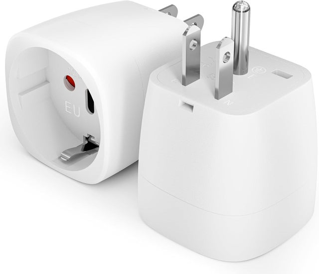 Paquet de 2 Adaptateur Prise USA, De la France 2 Broches vers Les États-Unis 3 Broches Adaptateur Prise Americaine, Convient aux États Unis, au Canada