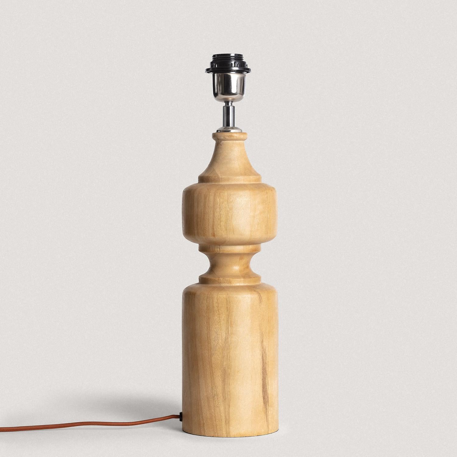 Pied De Lampe En Bois Massif Forme Ovale - 15x25 Cm - Occasion (à équiper)