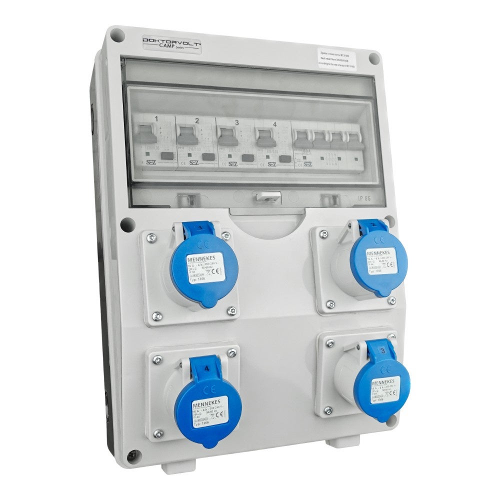 Rozdzielnica budowlana kempingowa TD-S/FI 4x230 gniazda Mennekes DV-7921
