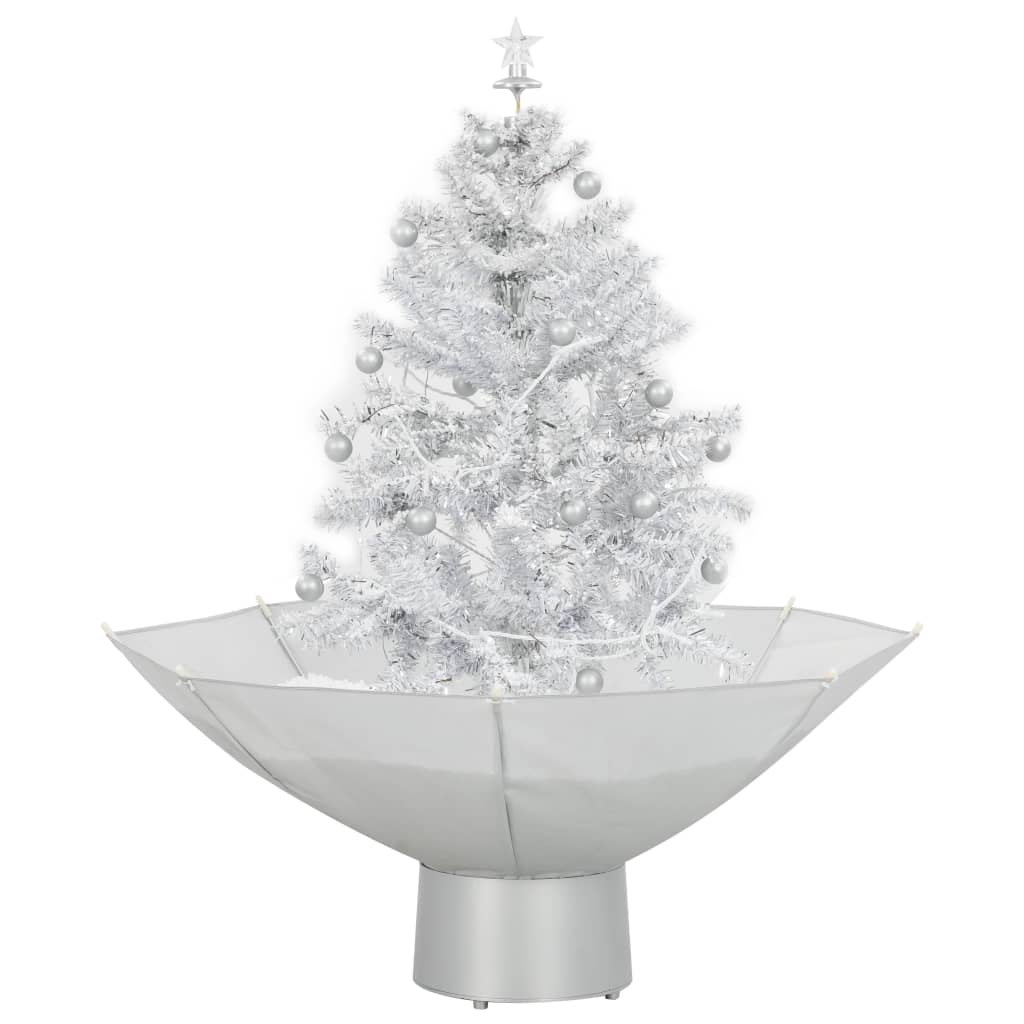 Maison Exclusive - Albero di Natale con Neve e Base a Ombrellone Bianco 75 cm - 2