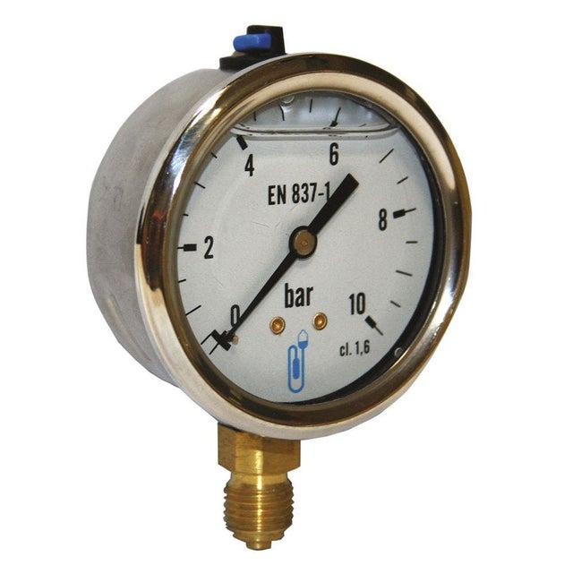Distrilabo - Manomètre 0-6bar - boîtier Inox - Glycérine - Raccord vertical 1/4″ - 2163RV13D